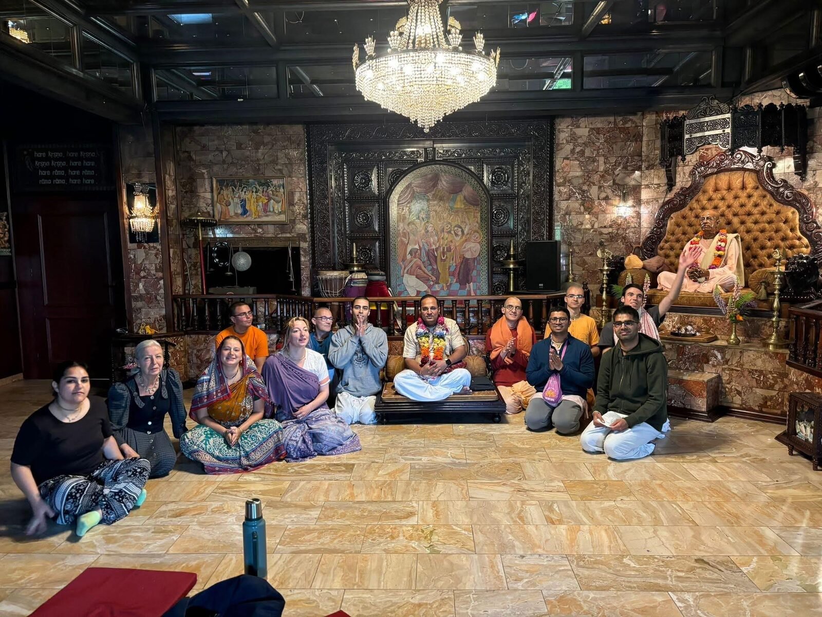 Students and devotees at a temple program