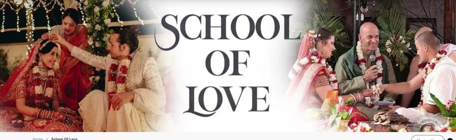 School of Love banner, depicting a traditional Vedic wedding ceremony